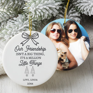 Onze Vriendschapsquote Aangepaste Foto Kerstmis Keramisch Ornament