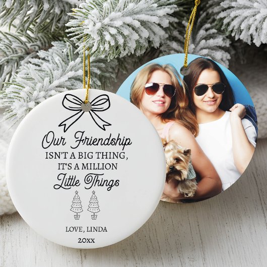 Onze Vriendschapsquote Aangepaste Foto Kerstmis Keramisch Ornament