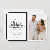 Onze vrolijke eerste kerstscriptfoto samen feestdagenkaart (Voorkant)