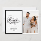 Onze vrolijke eerste kerstscriptfoto samen feestdagenkaart (Voorkant)