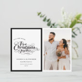 Onze vrolijke eerste kerstscriptfoto samen feestdagenkaart (Staand voorkant)