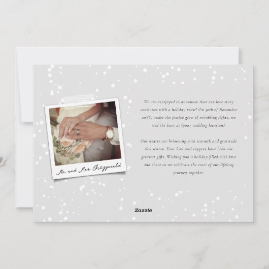 Onze vrolijke eerste kerstscriptfoto samen feestdagenkaart (Achterkant)