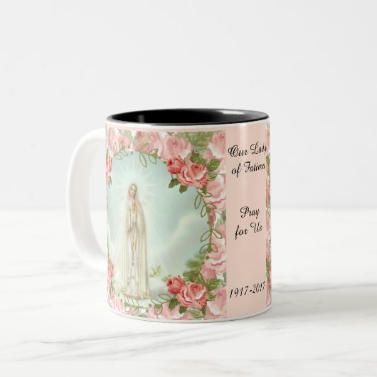 Onze Vrouwe Fatima Centennial Jubileum Tweekleurige Koffiemok (Voorkant links)