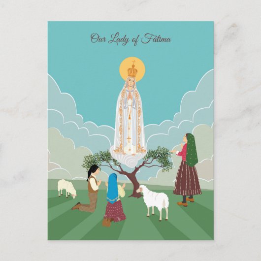 Onze Vrouwe Fatima en de herders gebeden kaart (Voorkant)