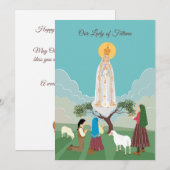 Onze Vrouwe Fatima en de herders verjaardagskaart (Voorkant / Achterkant)