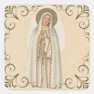 Onze Vrouwe Fatima Gold Border Vierkante Sticker