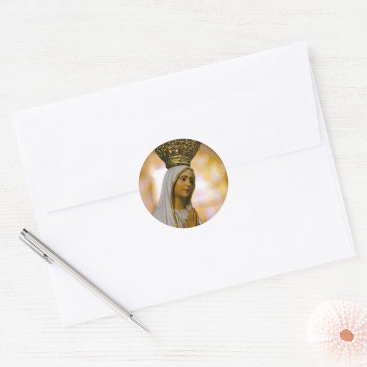 Onze Vrouwe Fatima Ronde Sticker (Envelop)