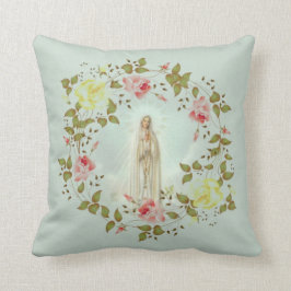 Onze Vrouwe Fatima Roos Spring Floral Wreath Kussen