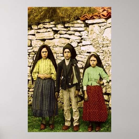Onze Vrouwe Fatima Virgin Lucia Jacinta Francisco Poster (Voorkant)
