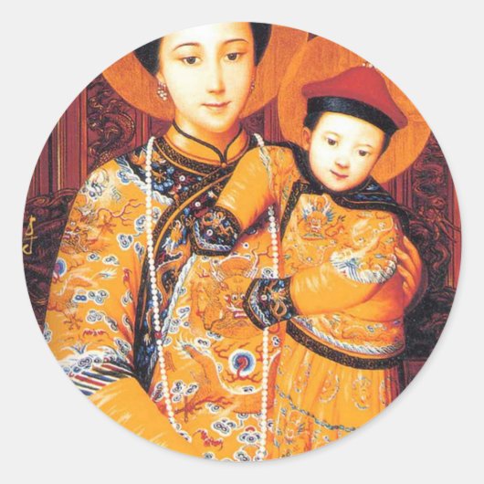 Onze Vrouwe van China (中) 母, 中 華 Chinese Maagd Mar Ronde Sticker (Voorkant)