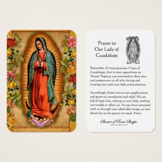 Onze Vrouwe van de Heilige Kaart Guadalupe Prayer (Voorkant /achterkant)