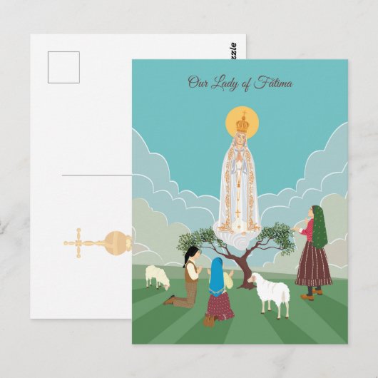 Onze Vrouwe van Fatima en de drie herders Briefkaart (Voorkant / Achterkant)