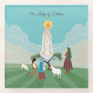 Onze Vrouwe van Fatima en de drie herders Glazen Onderzetter