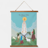 Onze Vrouwe van Fatima en de drie herders Hangend Wandkleed (Voorkant)