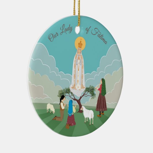 Onze Vrouwe van Fatima en de drie herders Keramisch Ornament (Rechts)