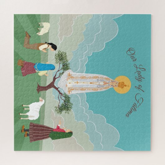 Onze Vrouwe van Fatima en de drie herders Legpuzzel (Horizontaal)