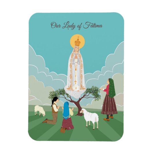 Onze Vrouwe van Fatima en de drie herders Magneet (Verticaal)