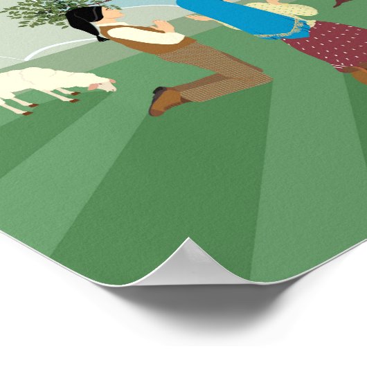 Onze Vrouwe van Fatima en de drie herders Poster (Hoek)