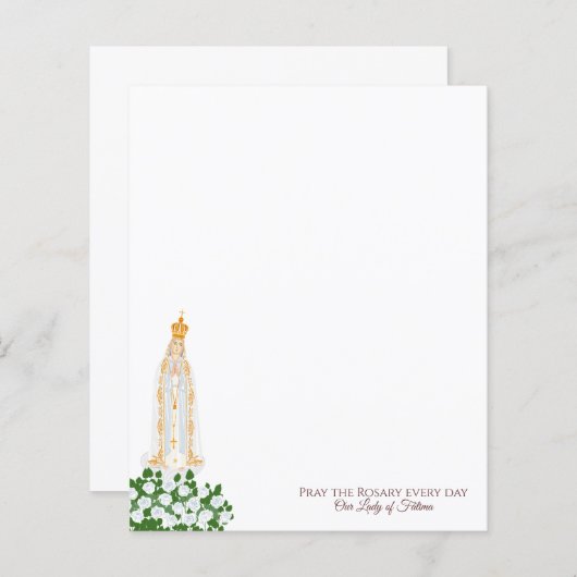 Onze Vrouwe van Fatima en witte rozen (Voorkant / Achterkant)