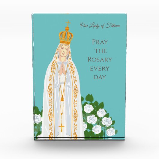 Onze Vrouwe van Fatima en witte rozen Fotoblokken (Voorkant)