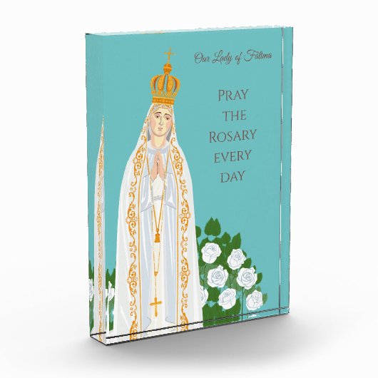 Onze Vrouwe van Fatima en witte rozen Fotoblokken (Links)