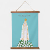 Onze Vrouwe van Fatima en witte rozen Hangend Wandkleed (Voorkant)