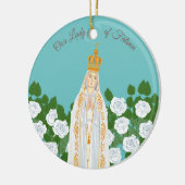 Onze Vrouwe van Fatima en witte rozen Keramisch Ornament (Links)