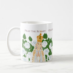 Onze Vrouwe van Fatima en witte rozen Koffiemok
