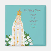 Onze Vrouwe van Fatima en witte rozen Magneet (Voorkant)