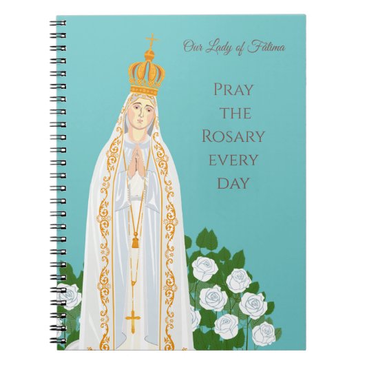 Onze Vrouwe van Fatima en witte rozen Notitieboek (Voorkant)