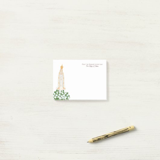 Onze Vrouwe van Fatima en witte rozen Post-it® Notes (Op bureau)