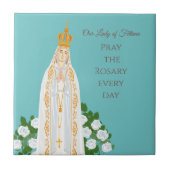 Onze Vrouwe van Fatima en witte rozen Tegeltje (Voorkant)