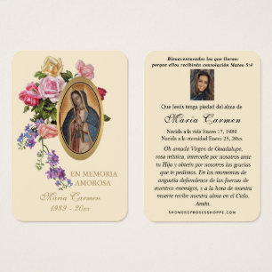 Onze Vrouwe van Guadalupe Spaanse begrafenis Heili Visitekaartje