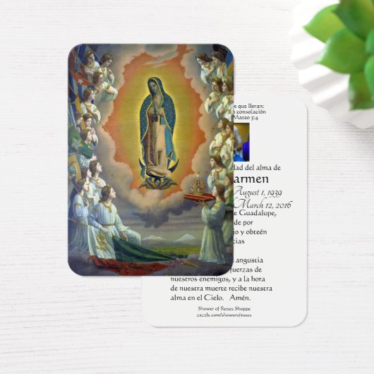 Onze Vrouwe van Guadalupe Spaanse begrafenis Heili Visitekaartje (Bureau)