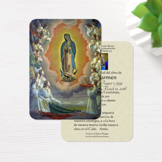 Onze Vrouwe van Guadalupe Spaanse begrafenis Heili Visitekaartje (Bureau)