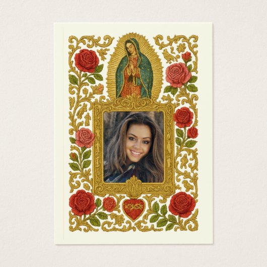 Onze Vrouwe van Guadalupe Spaanse begrafenis Heili Visitekaartje (Voorkant)