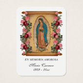 Onze Vrouwe van Guadalupe Spaanse begrafenis Heili Visitekaartje (Voorkant)