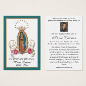 Onze Vrouwe van Guadalupe Spaanse begrafenis Heili Visitekaartje (Voorkant /achterkant)