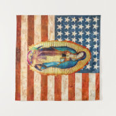 Onze Vrouwe van Guadalupe & Verenigde Staten Vlag Wandkleed (Voorkant (horizontaal))