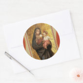 "Onze Vrouwe van het Gezegende Sacrament met Baby  Ronde Sticker (Envelop)