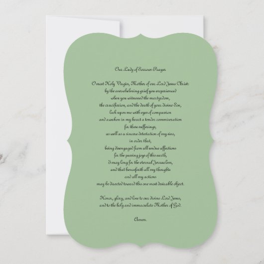 Onze Vrouwe van Smarten met Gebed Kaart (Achterkant)