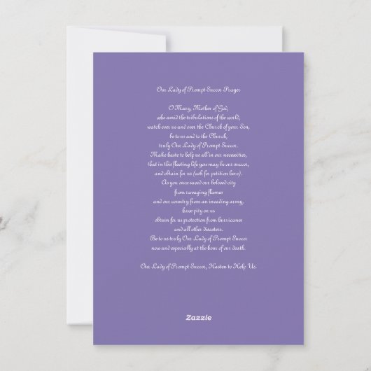 Onze Vrouwe van Snelle Opvolging met Gebed Feestdagenkaart (Achterkant)