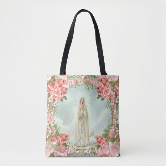 Onze Vrouwe Vatima met roze rozen Tote Bag (Voorkant)