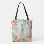 Onze Vrouwe Vatima met roze rozen Tote Bag (Achterkant)