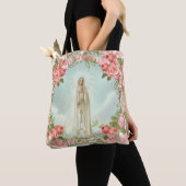Onze Vrouwe Vatima met roze rozen Tote Bag (Dichtbij)