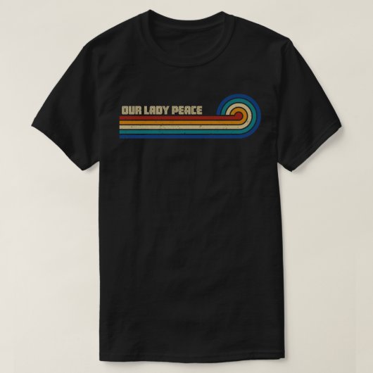 Onze Vrouwe Vrede Retro Zonsondergang T-shirt (Design voorkant)