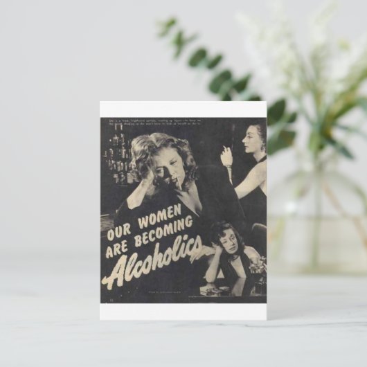 Onze vrouwen worden alcoholisten! briefkaart (Staand voorkant)