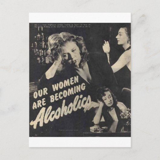 Onze vrouwen worden alcoholisten! briefkaart (Voorkant)