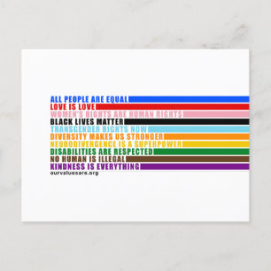 Onze waarden zijn briefkaart