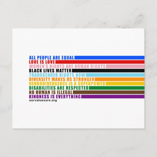 Onze waarden zijn briefkaart (Voorkant)